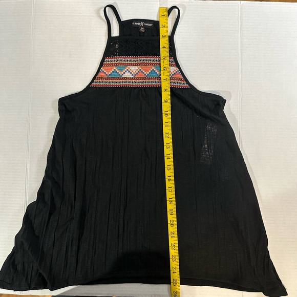 Almost Famous Black Halter Tank Top With Stitched Chest Area Tunic Medium NWT - Picture 3 of 7
